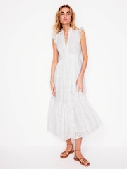 Boden White Wren Broderie Midi Dress - Image 4 of 5