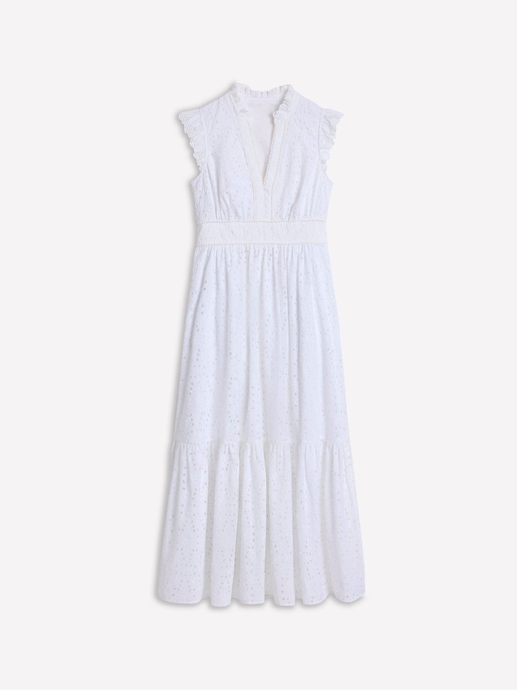 Boden White Wren Broderie Midi Dress - Image 5 of 5