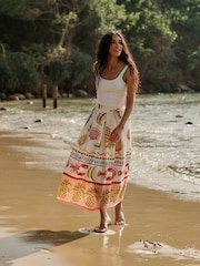 Boden Cream Verity 100% Cotton Midi Skirt - Image 1 of 5