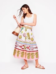 Boden Cream Verity 100% Cotton Midi Skirt - Image 2 of 5