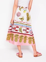 Boden Cream Verity 100% Cotton Midi Skirt - Image 4 of 5
