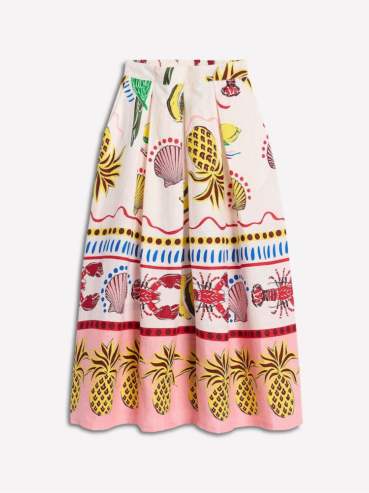 Boden Cream Verity 100% Cotton Midi Skirt - Image 6 of 6