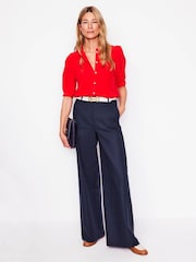 Boden Blue Wide Flare Trousers - Image 1 of 6