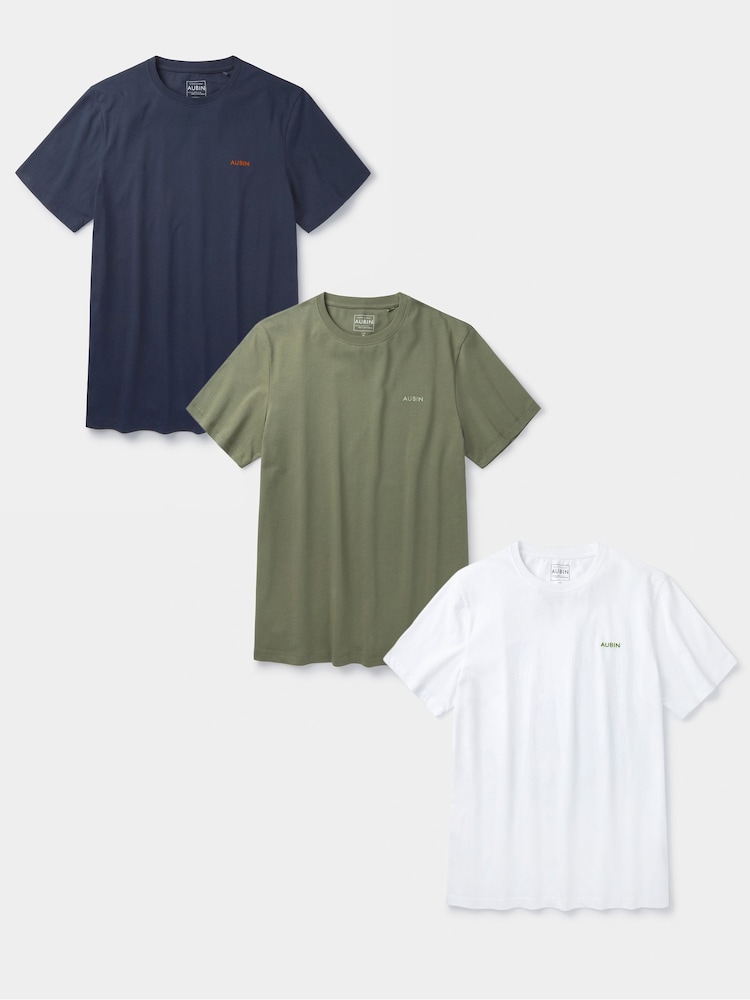 Aubin Blue Hemingbrough 100% Cotton T-Shirts 3 Pack - Image 1 of 1