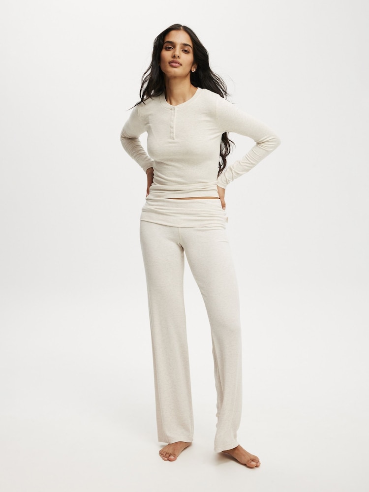 Cotton On Cream Sleep Recovery Henley Long Sleeve Pyjamas - Image 2 of 4