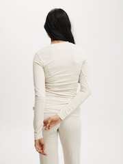 Cotton On Cream Sleep Recovery Henley Long Sleeve Pyjamas - Image 3 of 4