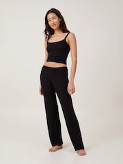 Cotton On Black Sleep Recovery Roll Waist Trousers - Image 1 of 4