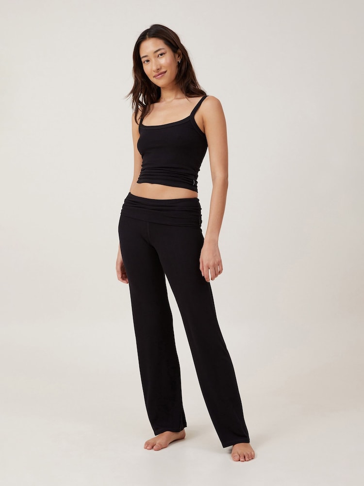 Cotton On Black Sleep Recovery Roll Waist Trousers - Image 1 of 4