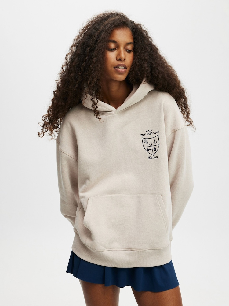 Cotton On Beige Plush Premium Graphic Hoodie - Image 1 of 4