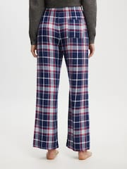 Cotton On Navy/White/Red Boyfriend Flannel Wide Leg Boxer Trousers - Image 3 of 5