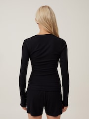 أسود - Cotton On Sleep Recovery Henley Long Sleeve Pyjamas - صورة 2 من 4