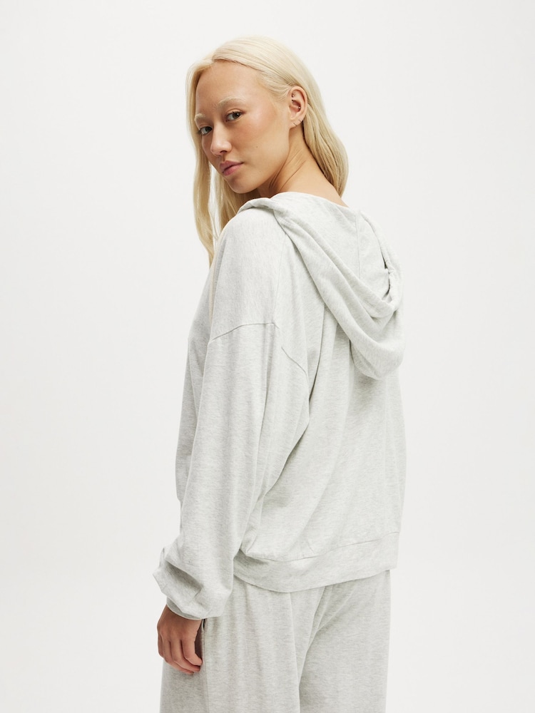 Cotton On Grey Light Weight Super Soft Hooded Zip Through Sweatshirt - Image 2 of 4