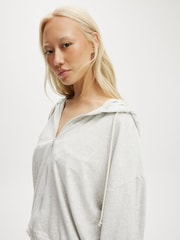 Cotton On Grey Light Weight Super Soft Hooded Zip Through Sweatshirt - Image 4 of 4