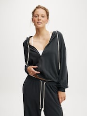 Negro - Cotton On Light Weight Super Soft Hooded Zip Through Sweatshirt - Imagen 1 de 4