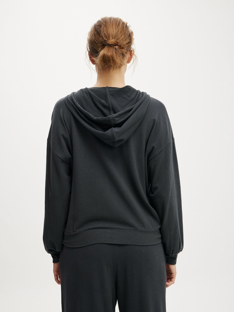 Negro - Cotton On Light Weight Super Soft Hooded Zip Through Sweatshirt - Imagen 2 de 4