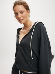 Negro - Cotton On Light Weight Super Soft Hooded Zip Through Sweatshirt - Imagen 3 de 4