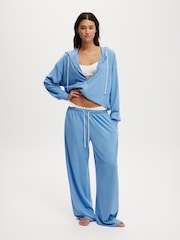 Cotton On Blue Light Weight Super Soft Hooded Zip Through Sweatshirt - Image 2 of 4