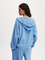Cotton On Blue Light Weight Super Soft Hooded Zip Through Sweatshirt - Image 3 of 4