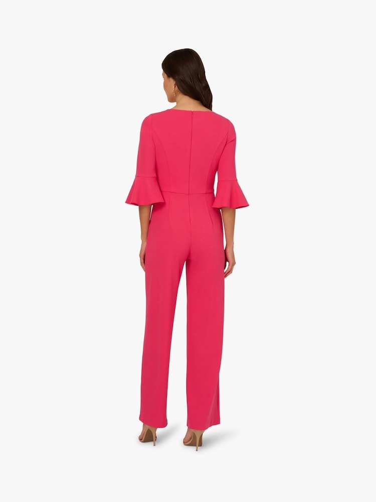 Adrianna Papell Pink Knit Crepe Tie Front Jumpsuit - Imagen 2 de 6