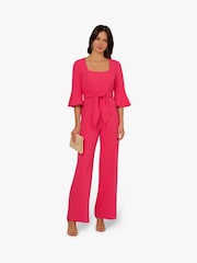 Adrianna Papell Pink Knit Crepe Tie Front Jumpsuit - Imagen 4 de 6
