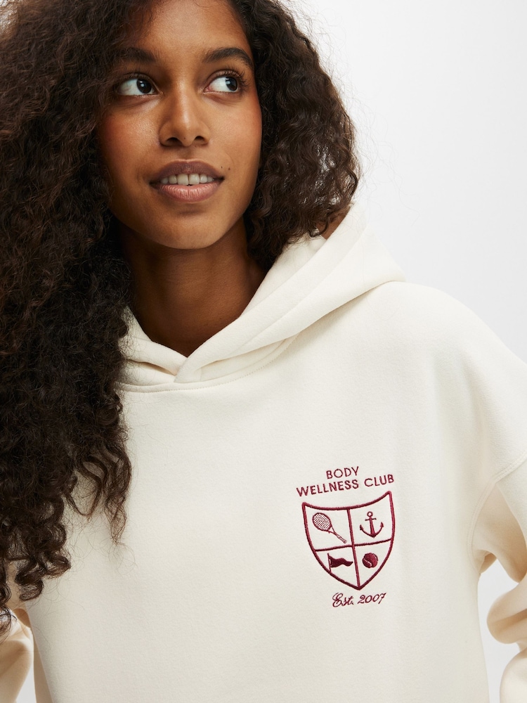 Cotton On Cream Chrome Plush Premium Graphic Hoodie - Image 1 of 4