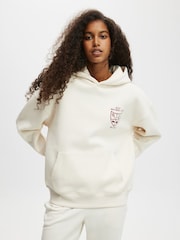 Cotton On Cream Chrome Plush Premium Graphic Hoodie - Image 3 of 4