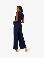 Adrianna Papell Blue Twist Front Overlay Jumpsuit - Imagen 2 de 6