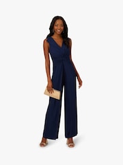 Adrianna Papell Blue Twist Front Overlay Jumpsuit - Imagen 4 de 6