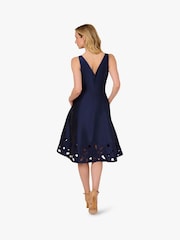 Adrianna Papell Blue Taffeta Cutwork Dress - Image 2 of 6