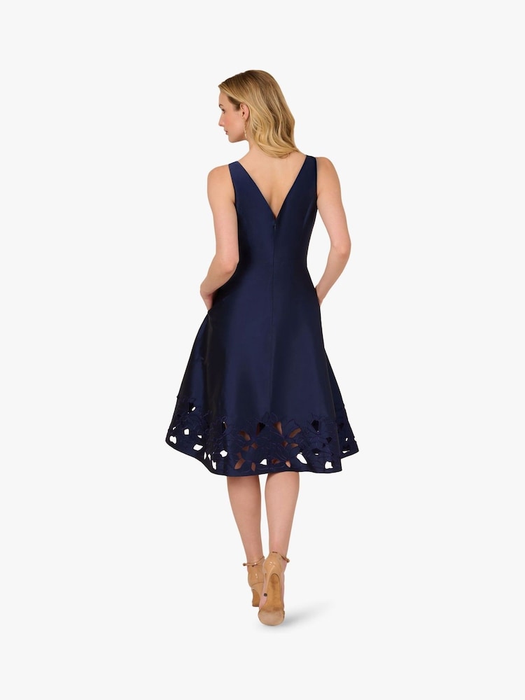 Adrianna Papell Blue Taffeta Cutwork Dress - Image 2 of 6