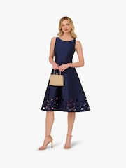 Adrianna Papell Blue Taffeta Cutwork Dress - Image 3 of 6