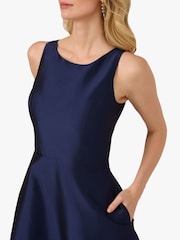 Adrianna Papell Blue Taffeta Cutwork Dress - Image 4 of 6