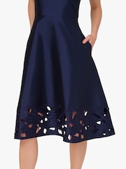 Adrianna Papell Blue Taffeta Cutwork Dress - Image 5 of 6