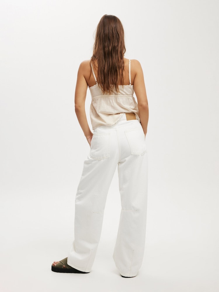 Cotton On White Barrel Leg 100% Cotton Jeans - Image 2 of 6 Cotton On White Barrel Leg 100% Cotton Jeans - Image 2 of 6