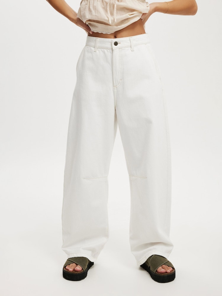Alb - Blugi Cotton On cu croială tip balon 100% bumbac - Image 4 of 6