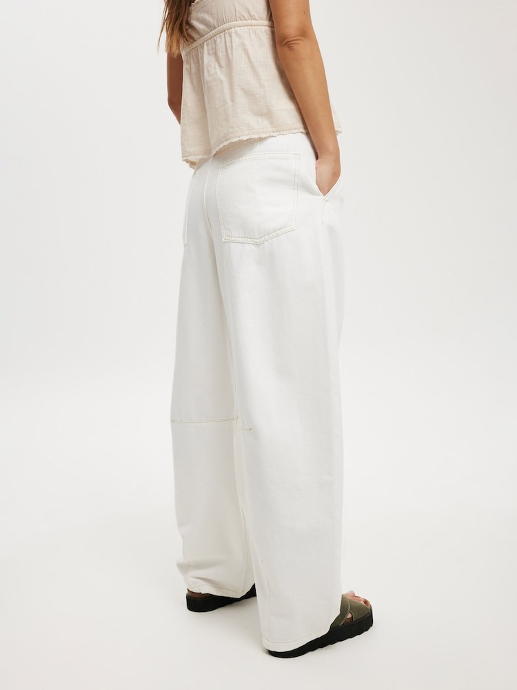 Cotton On White Barrel Leg 100% Cotton Jeans - Image 6 of 6 Cotton On White Barrel Leg 100% Cotton Jeans - Image 6 of 6