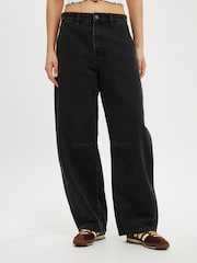 Cotton On Black Barrel Leg 100% Cotton Jeans - Image 1 of 6