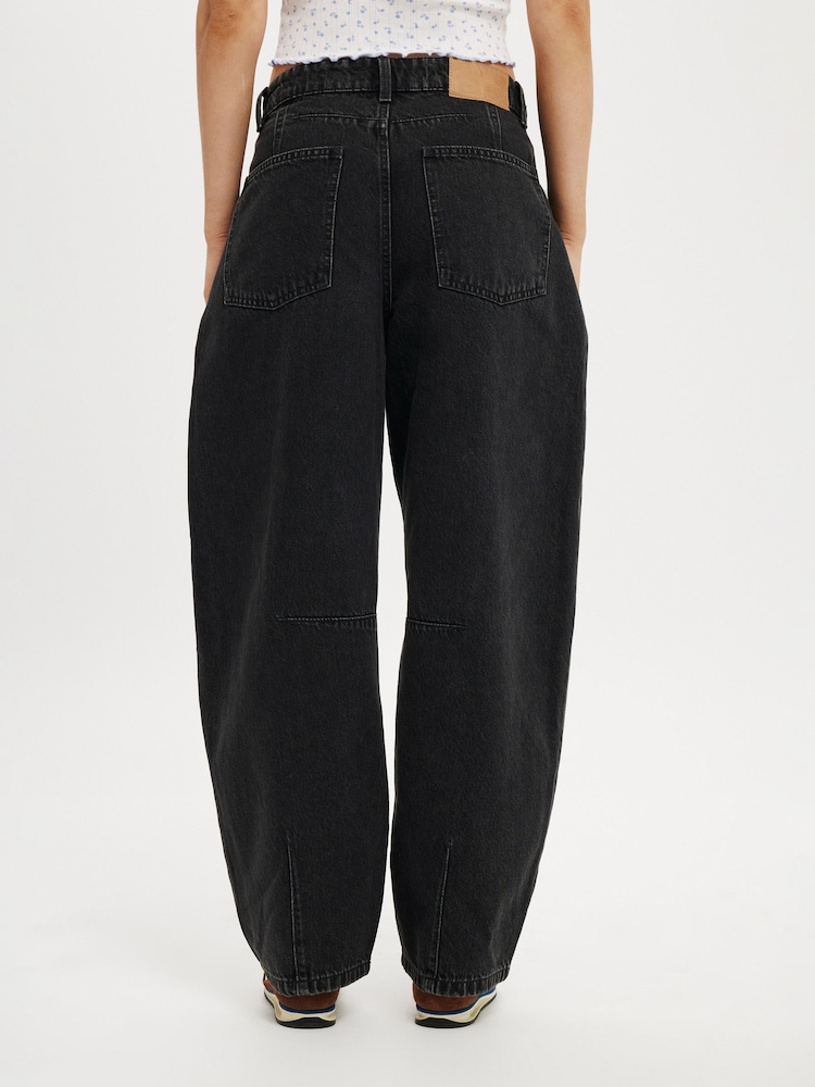Cotton On Black Barrel Leg 100% Cotton Jeans - Image 2 of 6 Cotton On Black Barrel Leg 100% Cotton Jeans - Image 2 of 6