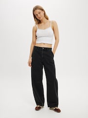 Cotton On Black Barrel Leg 100% Cotton Jeans - Image 3 of 6