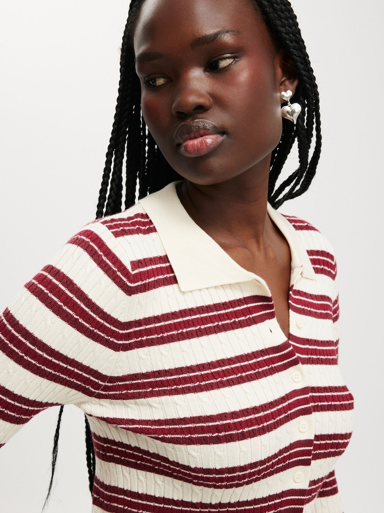 Cotton On Red Preppy Button Through Polo Shirt - Image 4 of 4