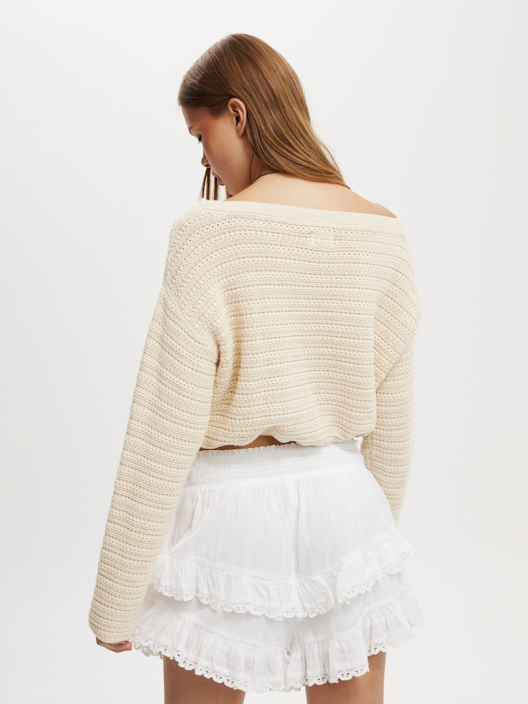 Cotton On Cream Frontier Pullover 100% Cotton Sweater - Image 2 of 4