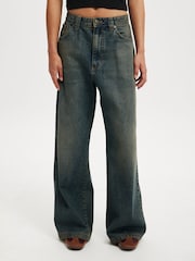 Cotton On Blue Dark Low Rise Super Baggy 100% Cotton Jeans - Image 1 of 6