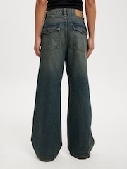 Cotton On Blue Dark Low Rise Super Baggy 100% Cotton Jeans - Image 2 of 6