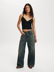 Cotton On Blue Dark Low Rise Super Baggy 100% Cotton Jeans - Image 3 of 6