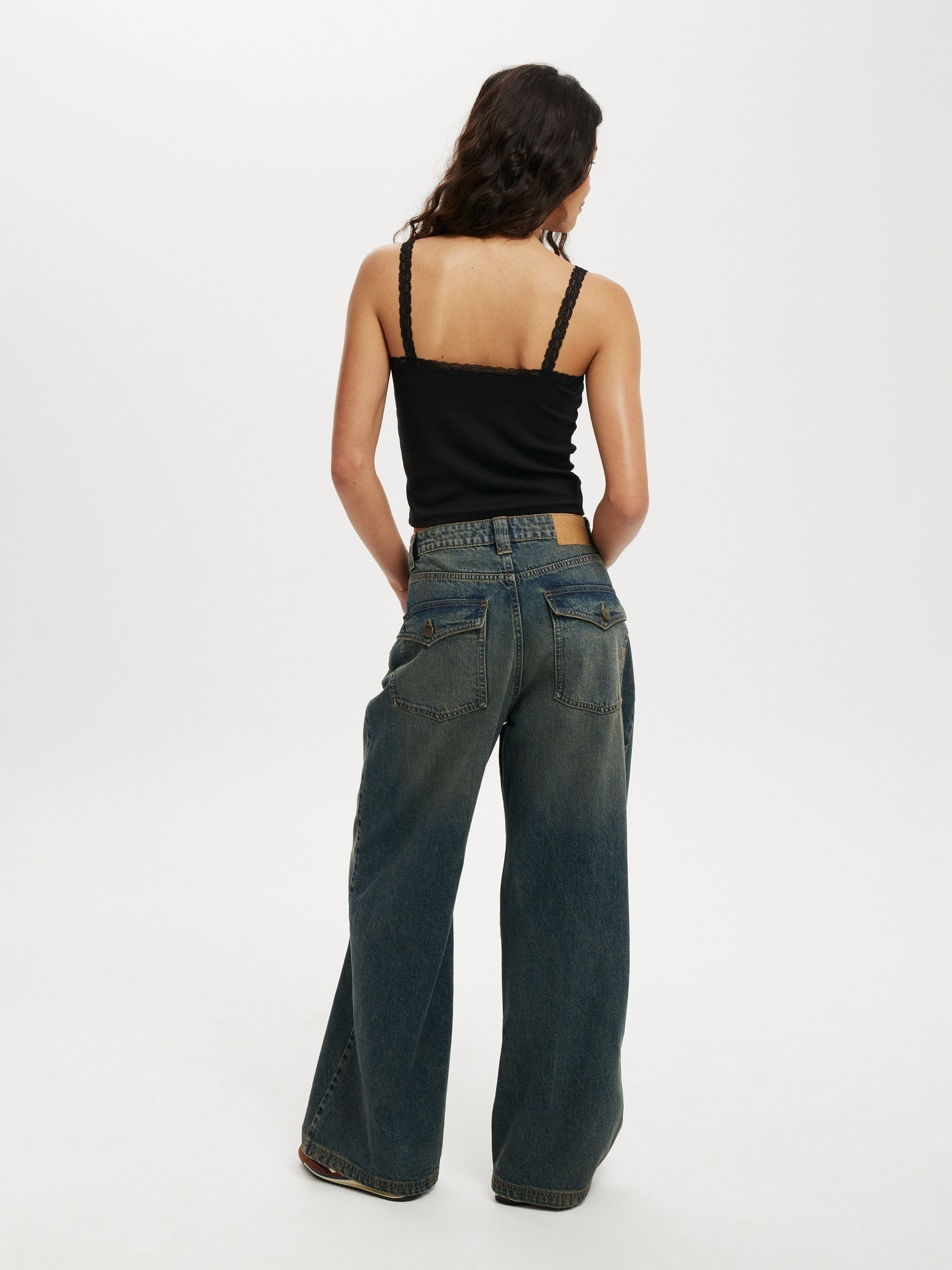 Buy Cotton On Blue Dark Low Rise Super Baggy 100% Cotton Jeans