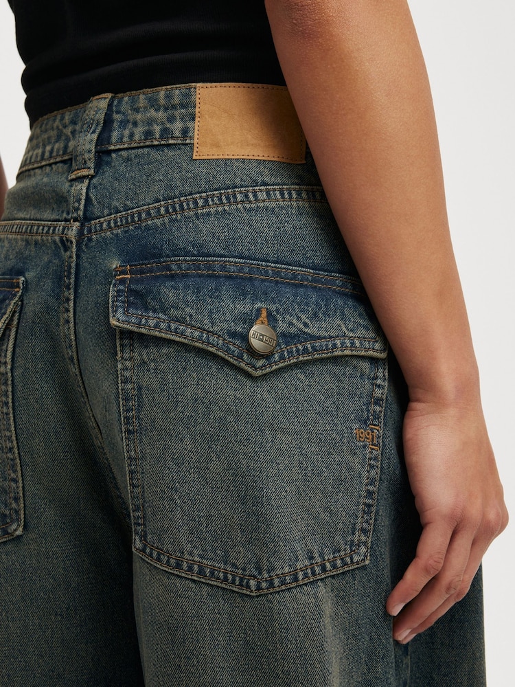 Cotton On Blue Dark Low Rise Super Baggy 100% Cotton Jeans - Image 6 of 6