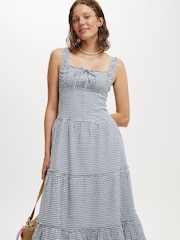 Cotton On Blue Aria Corset Detail Maxi 100% Cotton Dress - Image 1 of 4