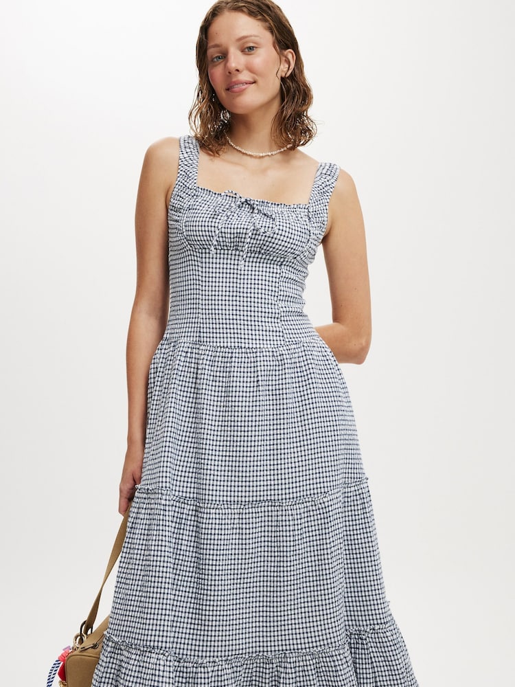 Cotton On Blue Aria Corset Detail Maxi 100% Cotton Dress - Image 1 of 4