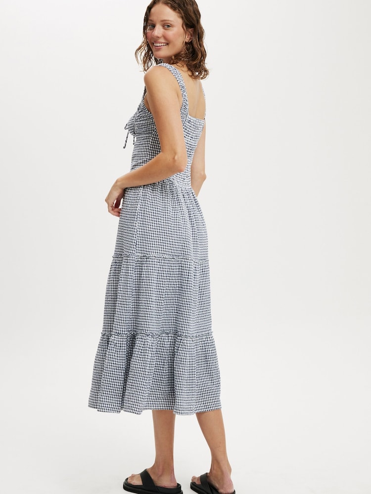 Cotton On Blue Aria Corset Detail Maxi 100% Cotton Dress - Image 2 of 4