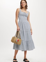 Cotton On Blue Aria Corset Detail Maxi 100% Cotton Dress - Image 3 of 4